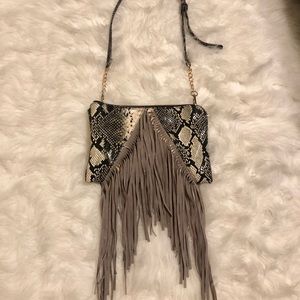 Snakeskin fringe Crossbody